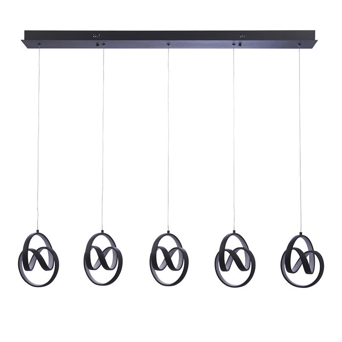 Cosma  - 5 Light Linear Twisting LED Bar Pendant Light - Black