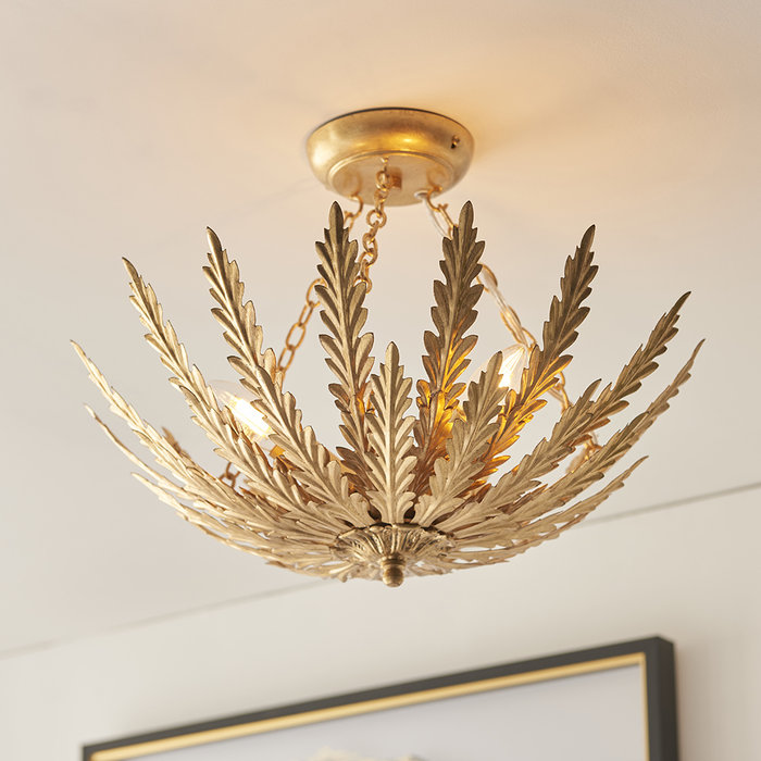 Delphine - Layered Leaf Flush Ceiling Light - Gold