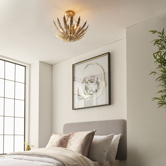 Delphine - Layered Leaf Flush Ceiling Light - Gold