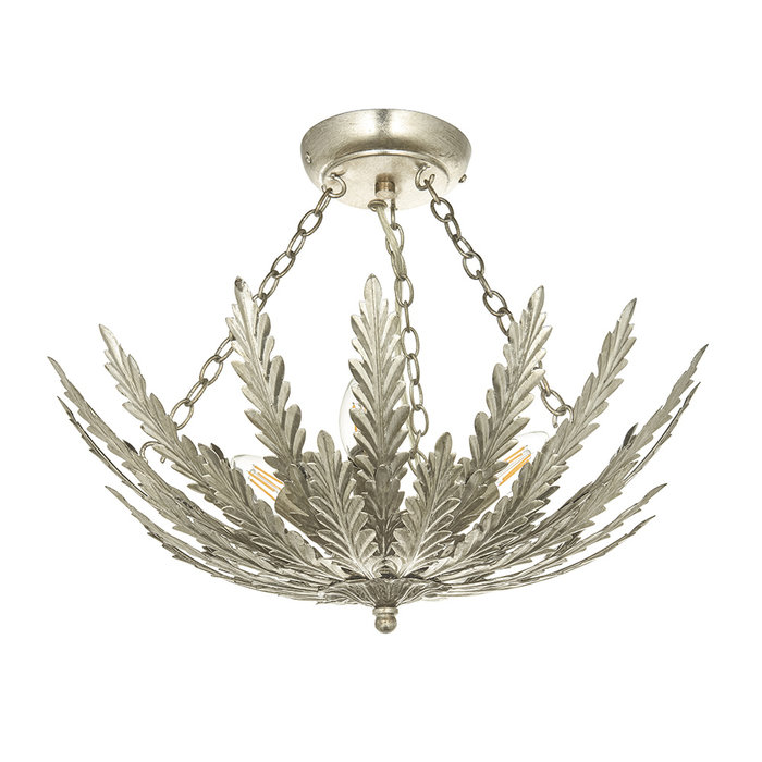 Delphine - Layered Leaf Flush Ceiling Light - Silver