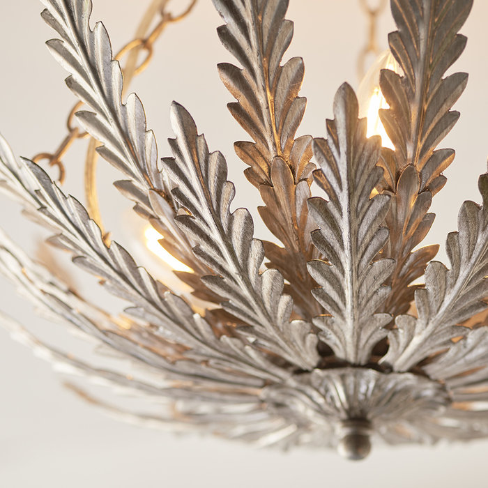 Delphine - Layered Leaf Flush Ceiling Light - Silver