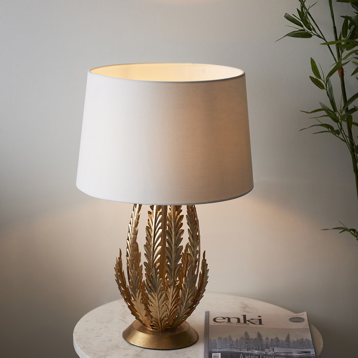 Delphine - Gold Leaf Table Lamp with Ivory Shade