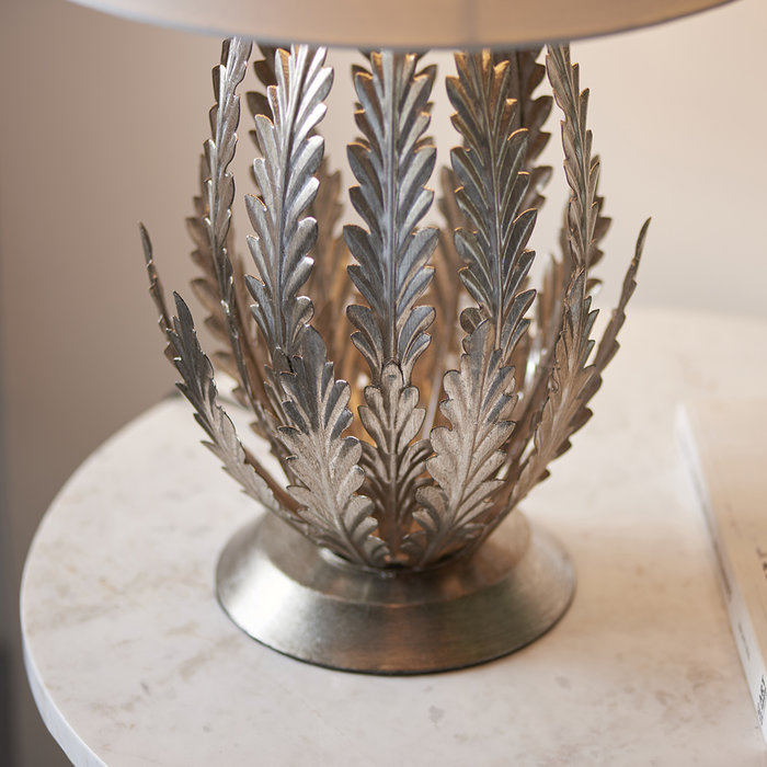 Delphine - Silver Leaf Table Lamp with Ivory Shade