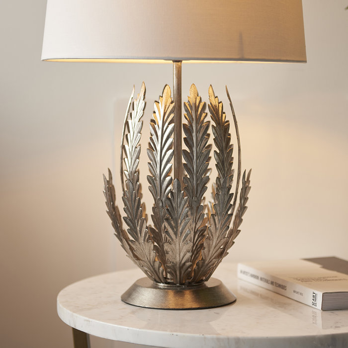 Delphine - Silver Leaf Table Lamp with Ivory Shade