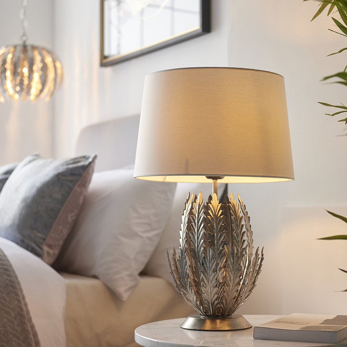 Delphine - Silver Leaf Table Lamp with Ivory Shade