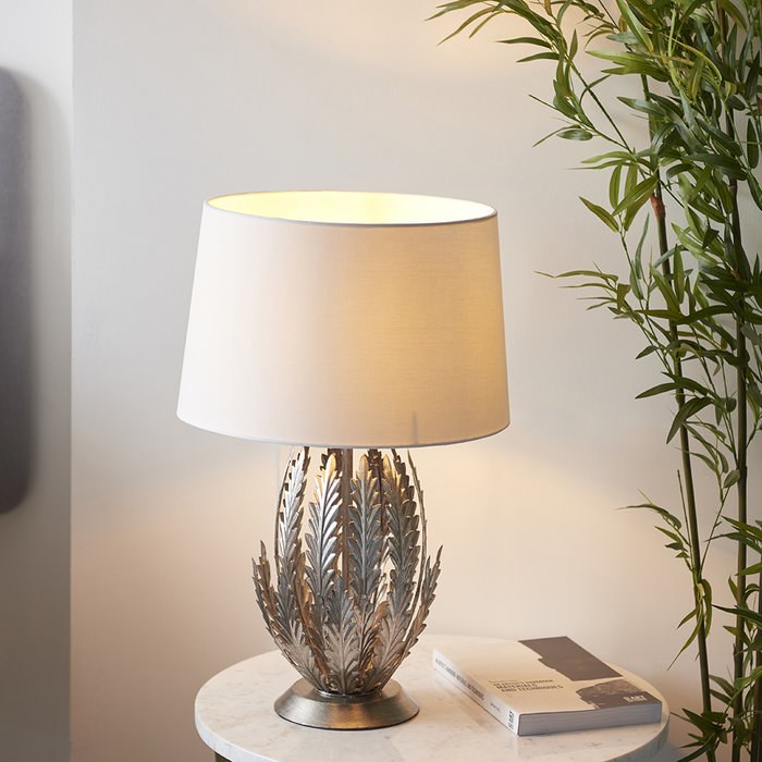 Delphine - Silver Leaf Table Lamp with Ivory Shade