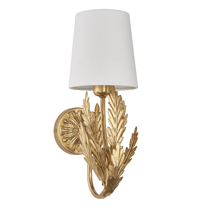 Delphine - Gold Leaf Wall Light with Ivory Shade