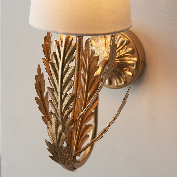 Delphine - Gold Leaf Wall Light with Ivory Shade