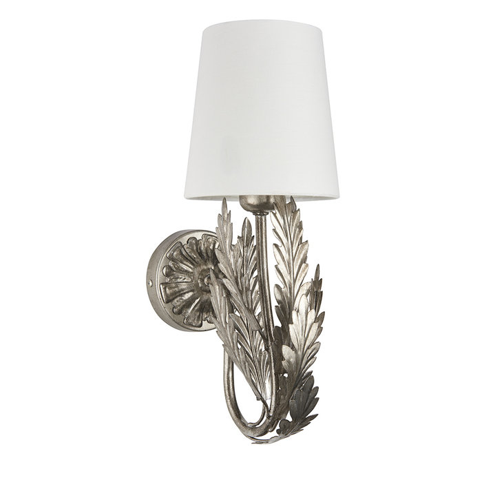 Delphine - Silver Leaf Wall Light with Ivory Shade