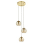 Ripple  - Brass and Dimpled Glass 3 Light Cluster Pendant