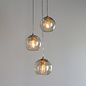 Ripple  - Brass and Dimpled Glass 3 Light Cluster Pendant