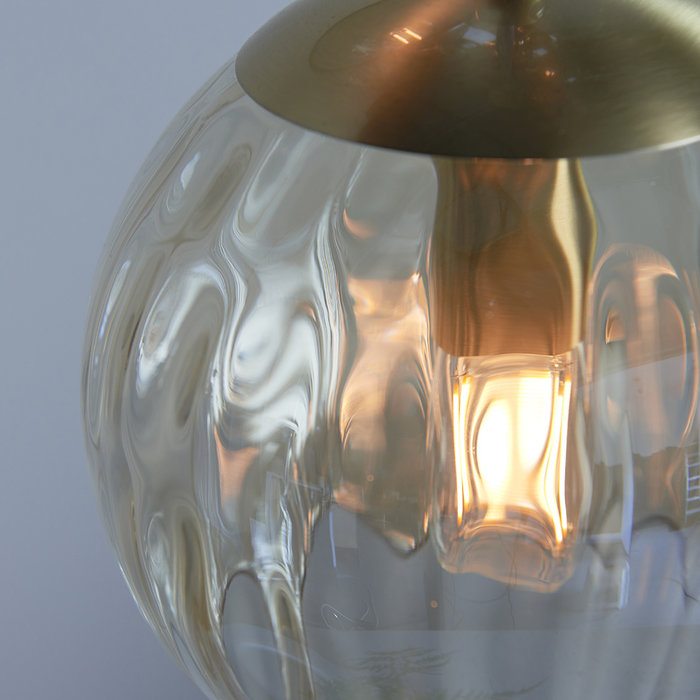 Ripple - Brass and Amber Glass Cluster 5 Light Pendant Light