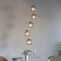 Ripple - Brass and Amber Glass Cluster 5 Light Pendant Light