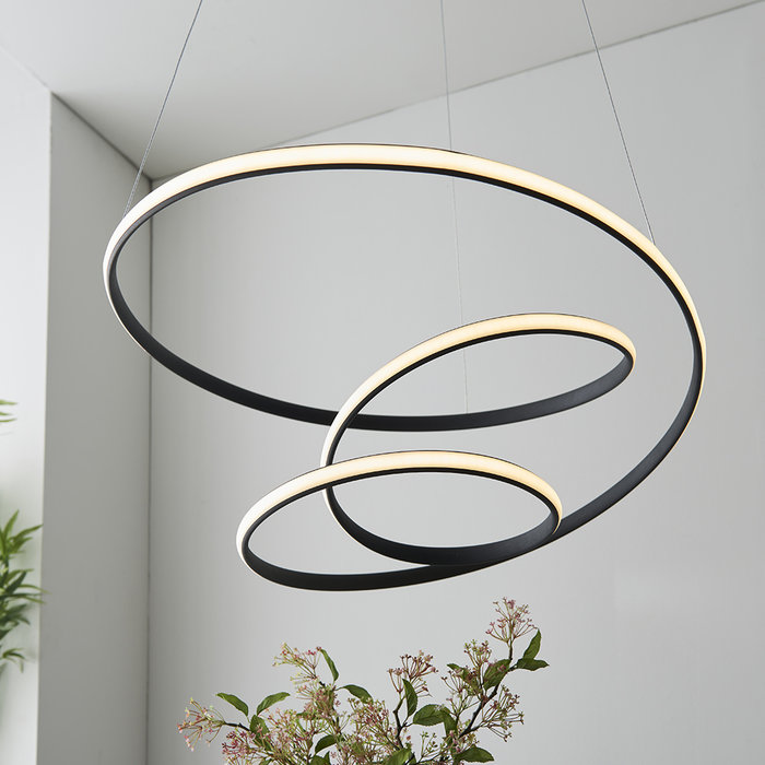 Dune - Twisting Black Spiral LED Feature Pendant Light