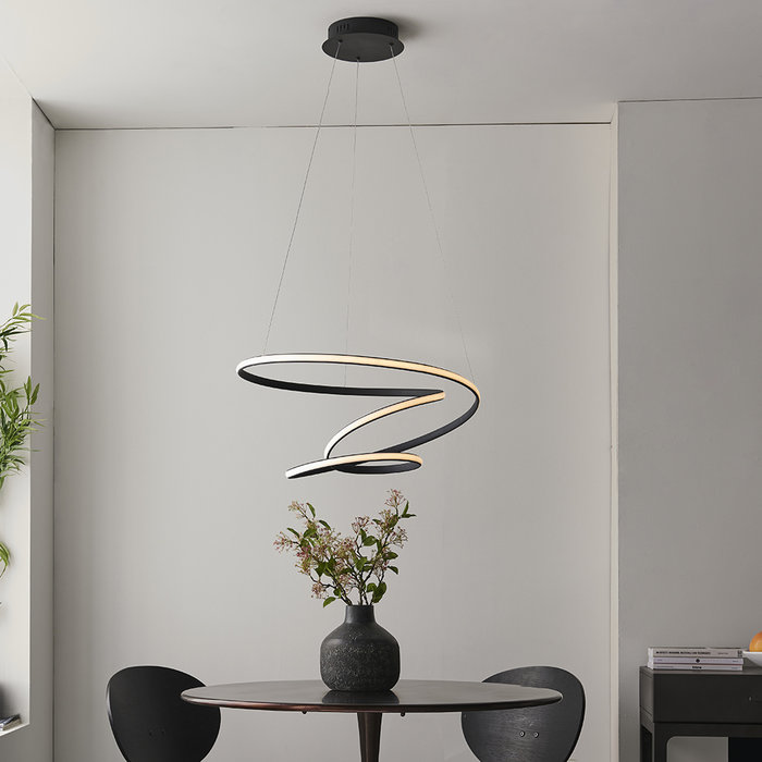 Dune - Twisting Black Spiral LED Feature Pendant Light