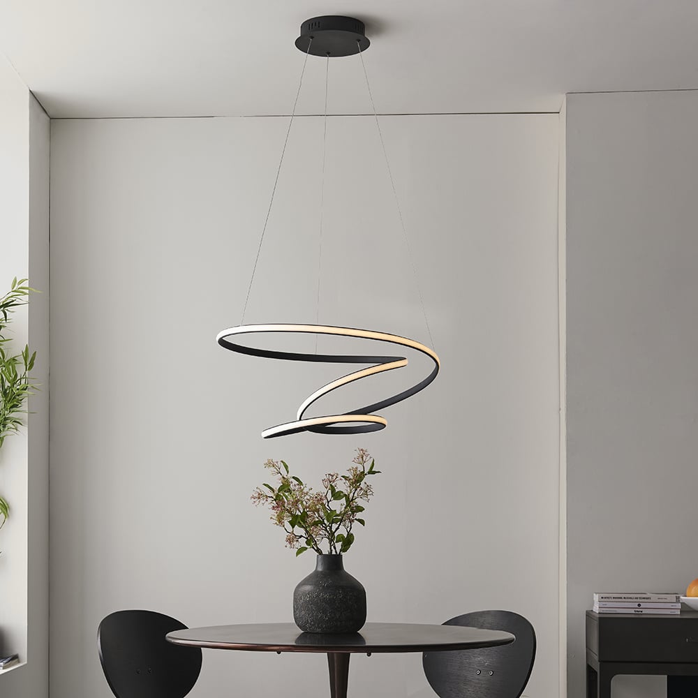 Dune Twisting Black Spiral LED Feature Pendant Light Lightbox