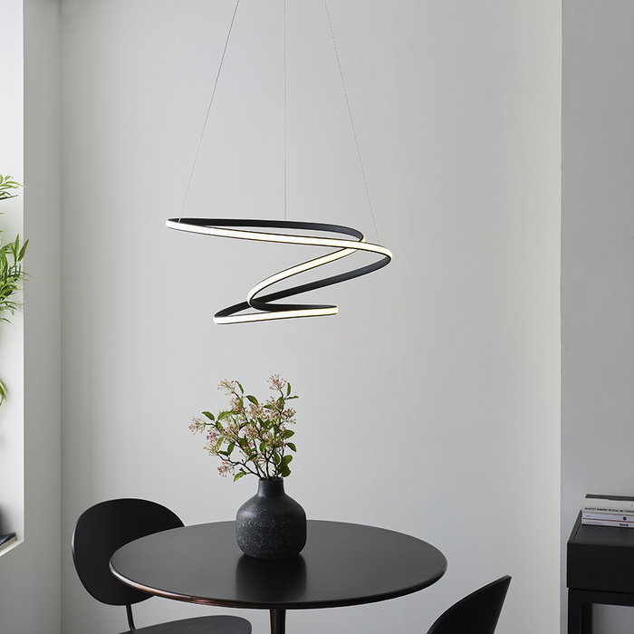 Dune - Twisting Black Spiral LED Feature Pendant Light