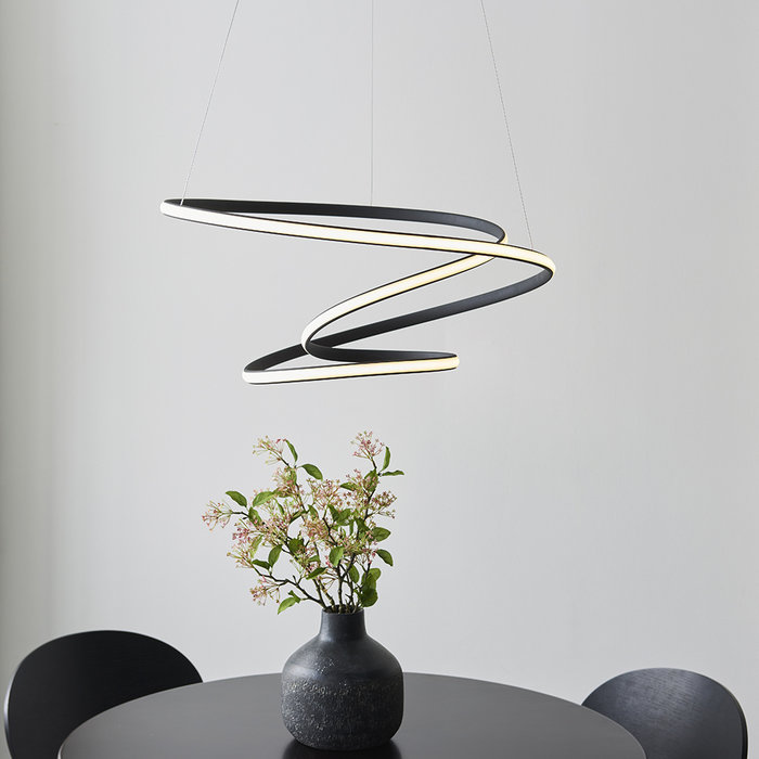 Dune - Twisting Black Spiral LED Feature Pendant Light