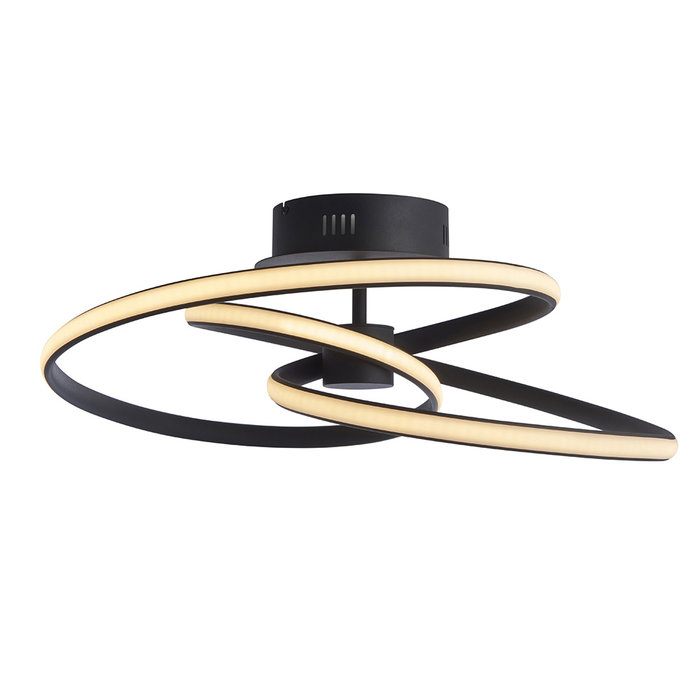 Dune - Black Spiral LED Semi Flush Ceiling Light