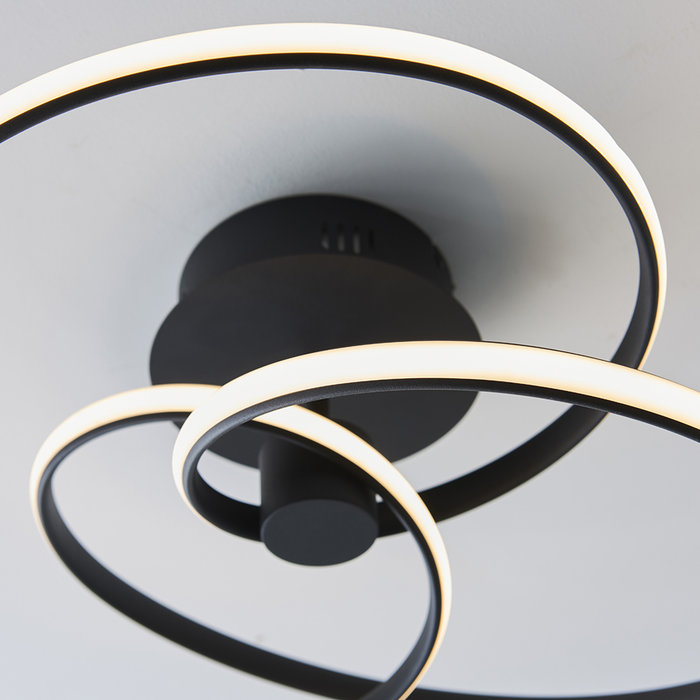 Dune - Black Spiral LED Semi Flush Ceiling Light