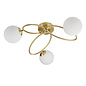 Zoe  - Brass Opal Globe 3 Light Semi Flush Ceiling Light