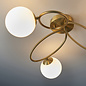 Zoe  - Brass Opal Globe 3 Light Semi Flush Ceiling Light
