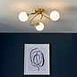 Zoe  - Brass Opal Globe 3 Light Semi Flush Ceiling Light