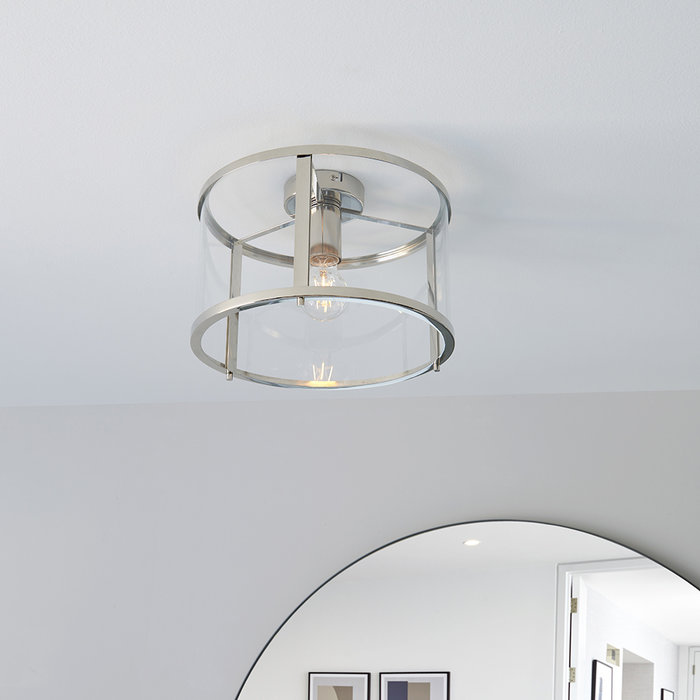 Hopton - Modern Classic Flush Glass Lantern Ceiling Light