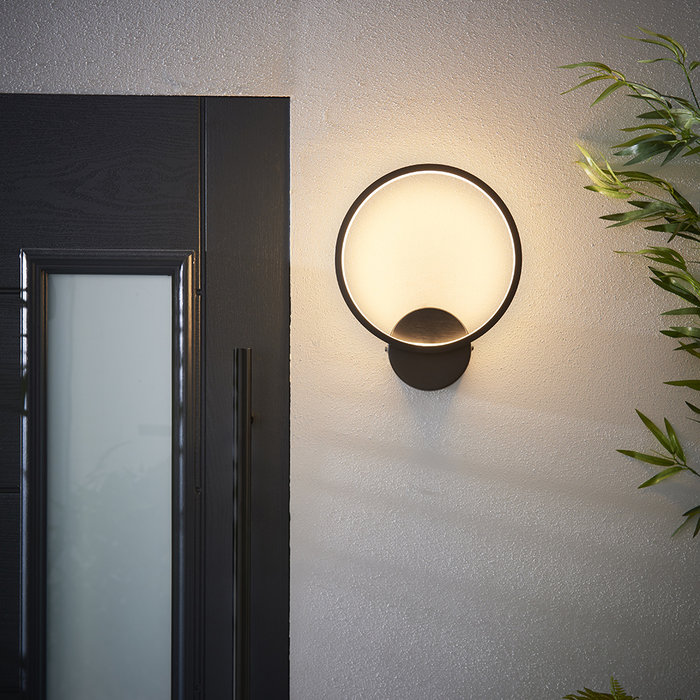 Kieron - Black LED Ring Wall Light - Bathroom/Outdoor Rated