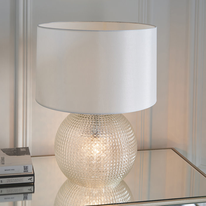 Knight - Prismatic  Light Up Glass Table Lamp Base with White Shade