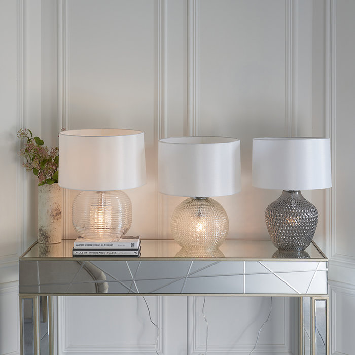 Knight - Prismatic  Light Up Glass Table Lamp Base with White Shade