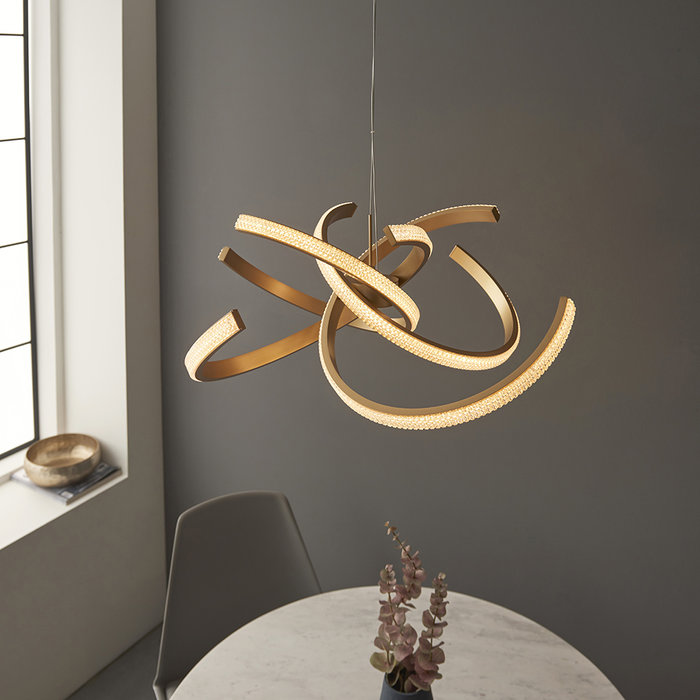 Lewis - Gold Horshoe LED Curve Feature Pendant Light