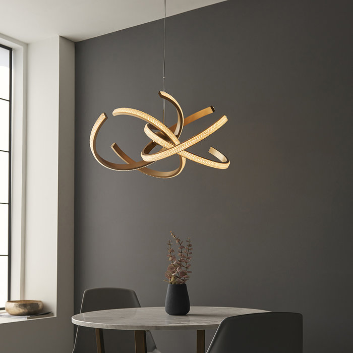 Lewis - Gold Horshoe LED Curve Feature Pendant Light