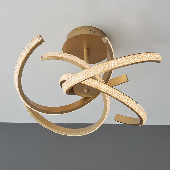 Lewis - Gold Horseshoe LED Curve Feature Semi Flush Ceiling Light