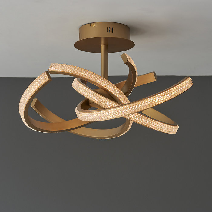 Lewis - Gold Horseshoe LED Curve Feature Semi Flush Ceiling Light