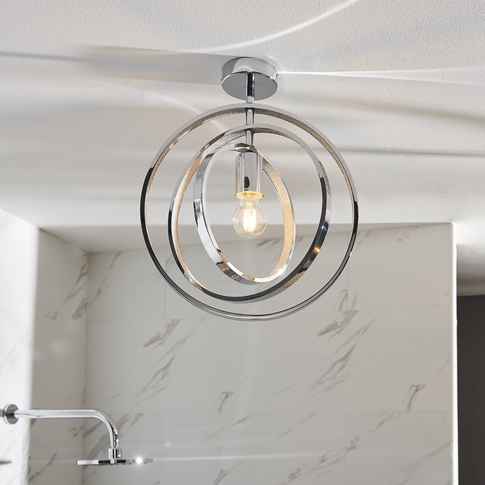 Merola - Chrome and Glass Single Semi Flush Ceiling Light