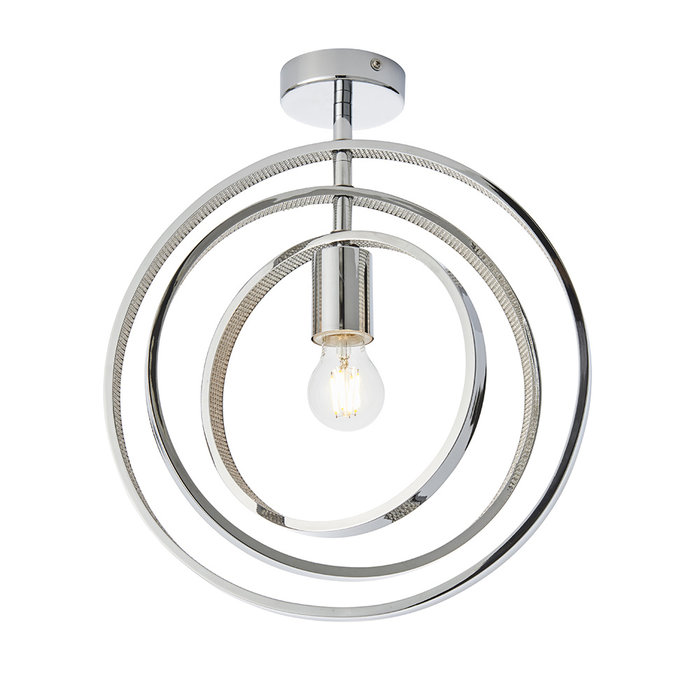 Merola - Chrome and Glass Single Semi Flush Ceiling Light