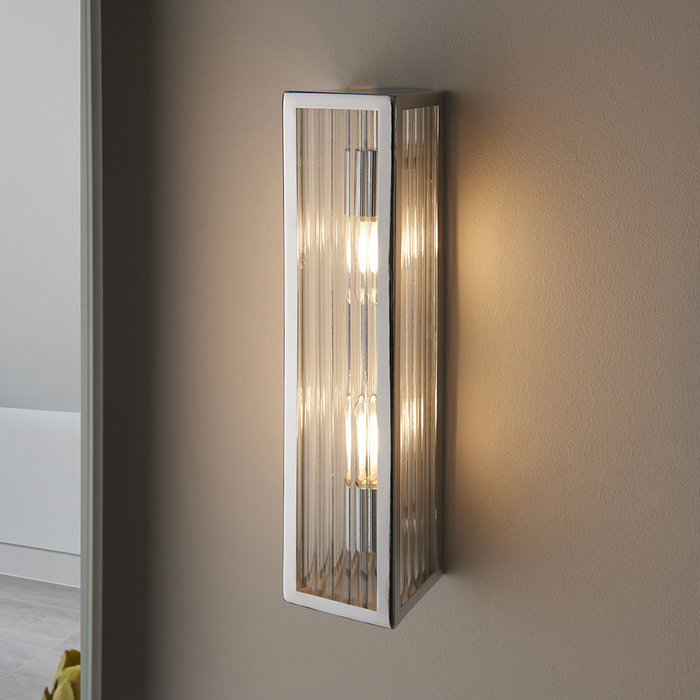 Newham - Ribbed Glass 2 Light LED Wall Light