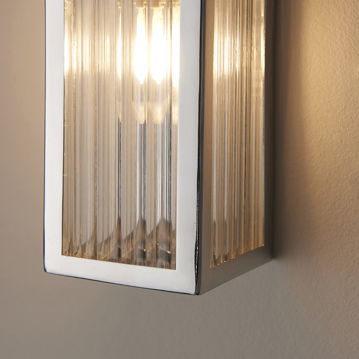 Newham - Chrome and Ribbed Glass LED Wall Light