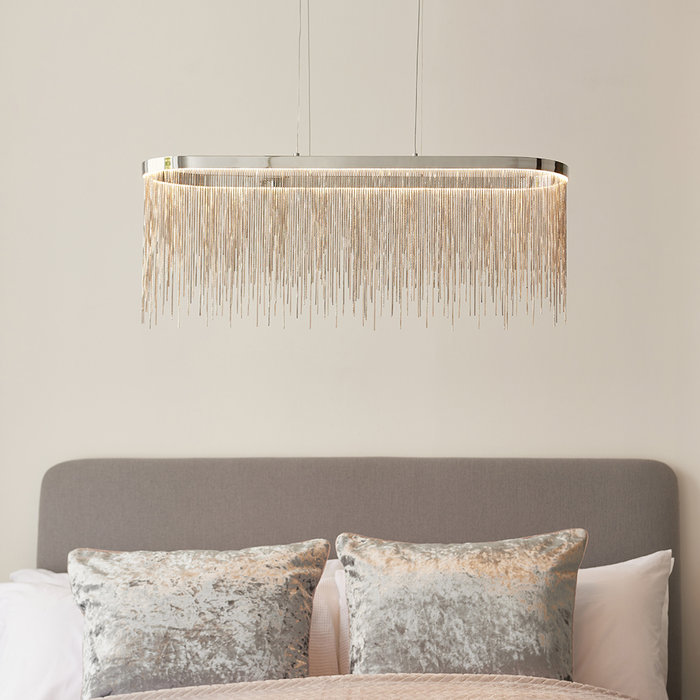 Orphelia  - Silver Fringe Oval Pendant Light