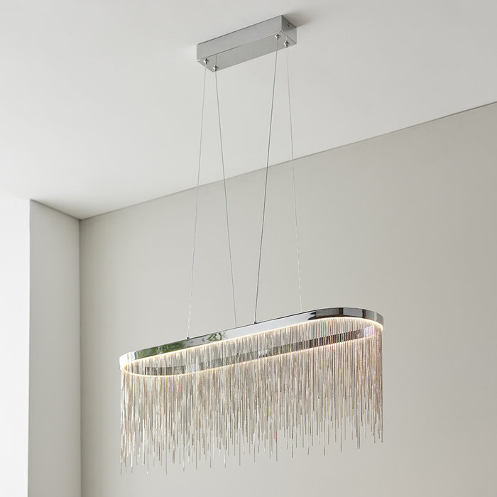 Orphelia  - Silver Fringe Oval Pendant Light