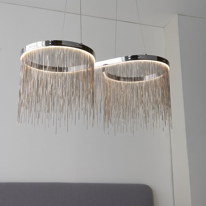 Orphelia - Curved Silver Fringe Pendant Light