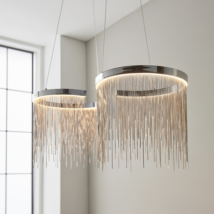 Orphelia - Curved Silver Fringe Pendant Light