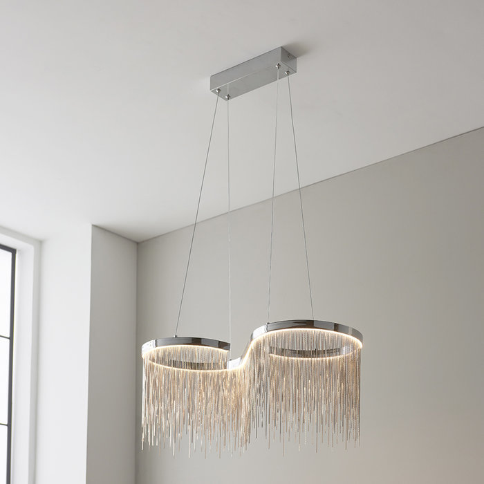 Orphelia - Curved Silver Fringe Pendant Light