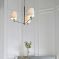 Ortona - Nickel 3 Light Pendant Light with Ivory Shades