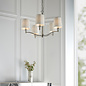 Ortona - Nickel 5 Light Chandelier with Ivory Shades