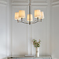 Ortona - Nickel 5 Light Chandelier with Ivory Shades