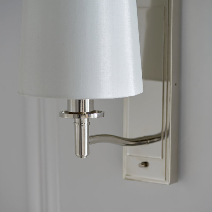 Ortona - Nickel LED Wall Light with Ivory Shade