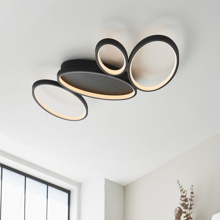 Ovals - Contemporary 4 Light Flush Ceiling Light