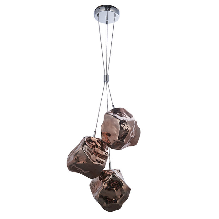 Rock 3 - Copper Glass and Chrome Light Pendant Light